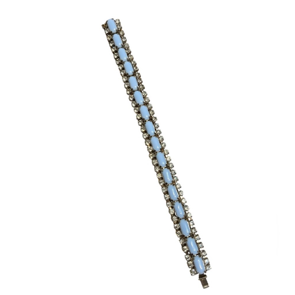 Milk Glass Elegant Blue and Silver Women's Bracelet